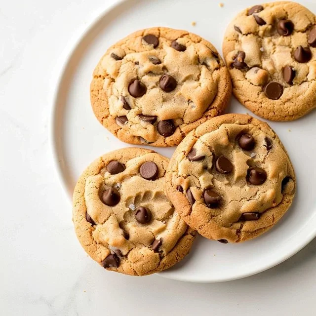 Freshly baked chocolate chip cookies on a cooling rack