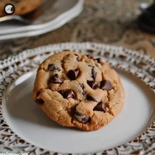Delicious giant chocolate chip cookie fresh out of the oven