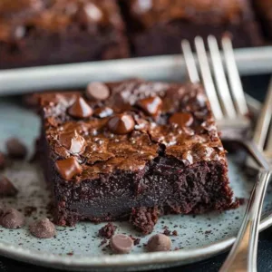 Delicious homemade black bean brownies on a wooden board