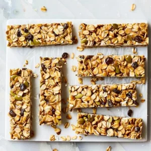 Chewy sourdough granola bars with nuts and dried fruits