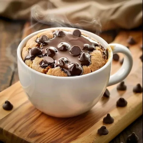 Delicious chocolate chip mug cookie ready in one minute recipe