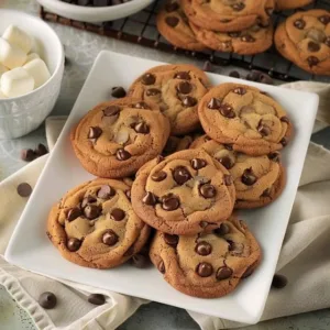 Delicious chocolate chip cookies made without butter, offering a healthier dessert option.