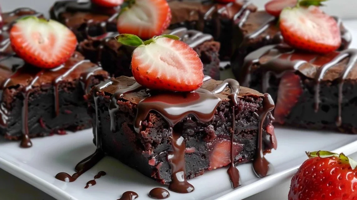 Chocolate Covered Strawberry Brownies