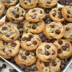 Crispy and Chewy Chocolate Chip Cookies 3 Delicious crispy cookies on a plate, showcasing their perfect texture.