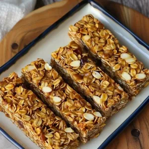 Homemade easy sourdough granola bars on a wooden table
