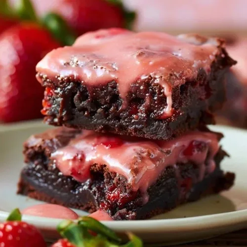 Delicious easy strawberry brownies with fresh strawberries and chocolate.
