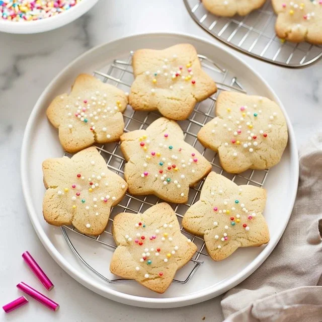 Easy sugar cookies on a plate, ready to be enjoyed.