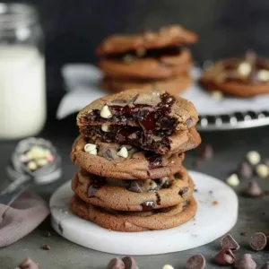 Delicious Inside Out Chocolate Cookies with gooey chocolate filling