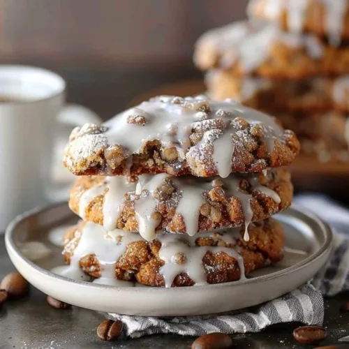 Irresistible coffee cake cookies with crumble topping on a plate