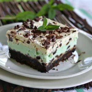 Mint Chip Brownie Ice Cream Squares dessert with mint chocolate flavors