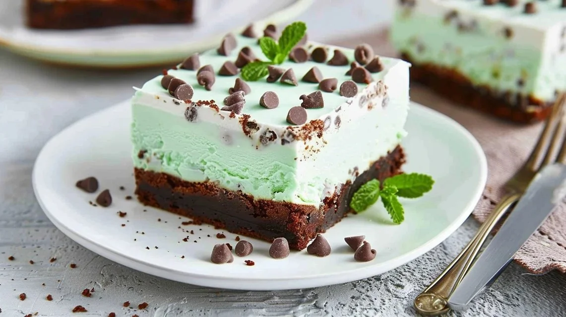 Mint Chip Brownie Ice Cream Squares