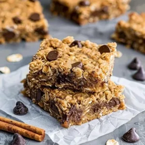 Deliciously baked Oatmeal Chocolate Chip Bars ready to enjoy