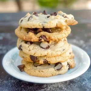 Freshly baked soft chocolate chip cookies on a cooling rack