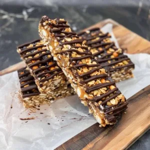 Sourdough Discard Granola Bars (Chocolate Peanut Butter) 3 Homemade sourdough granola bars with nuts and dried fruit