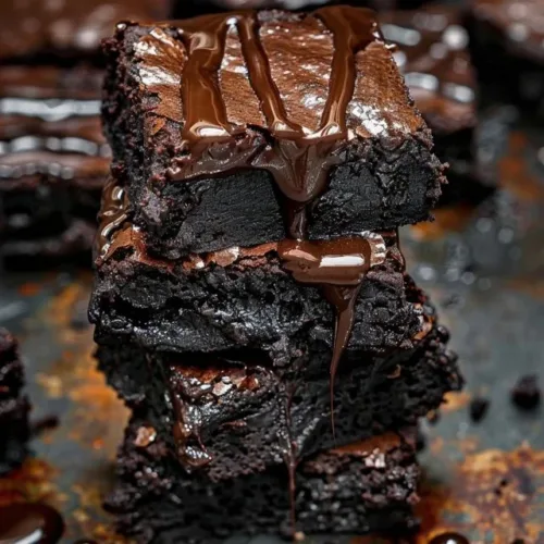 Delicious super fudgy gooey brownies on a white plate