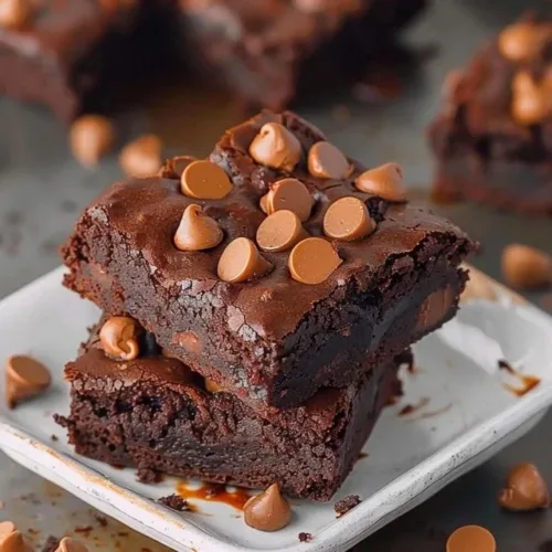 Delicious sweet potato brownies served on a plate with chocolate drizzle