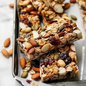 Homemade Trail Mix Granola Bars with nuts and dried fruits