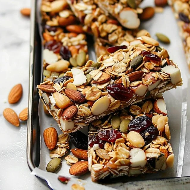 Homemade Trail Mix Granola Bars with nuts and dried fruits