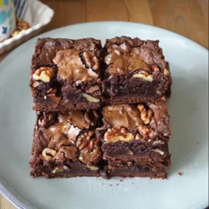 Walnut Brownies 3 Delicious walnut brownies with chunks of walnuts and a rich chocolate texture.