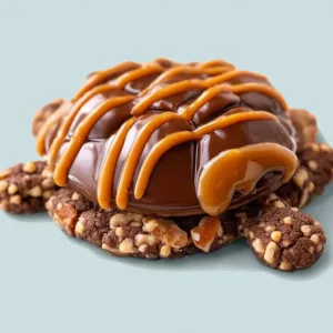 Delicious Crumbl turtle cookies with chocolate, caramel, and pecans