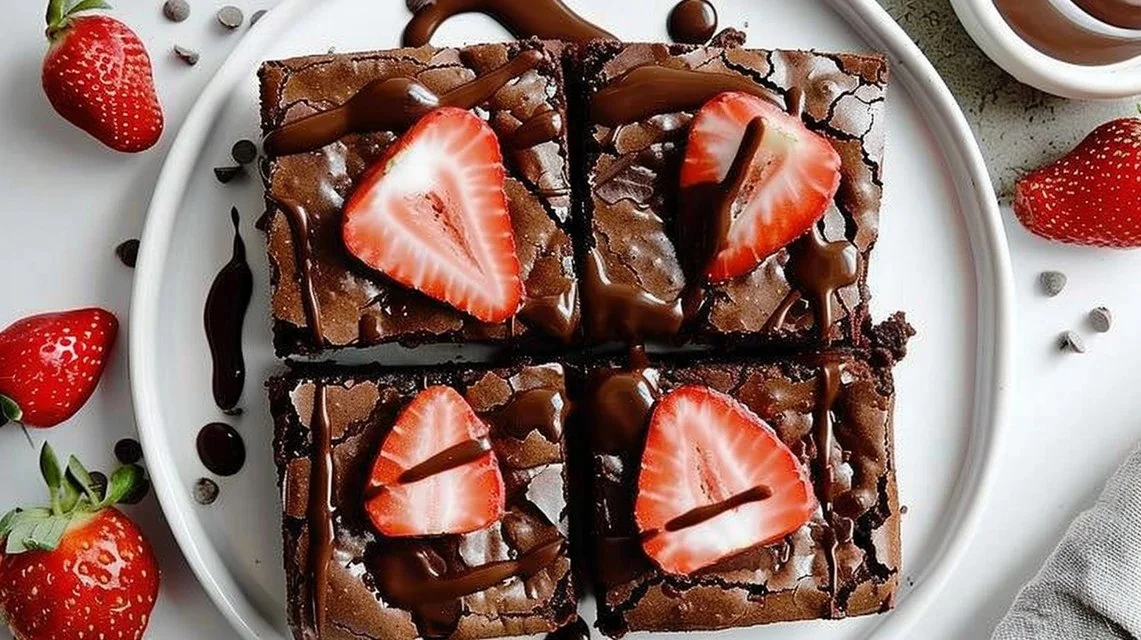 Fudgy Chocolate Strawberry Brownies