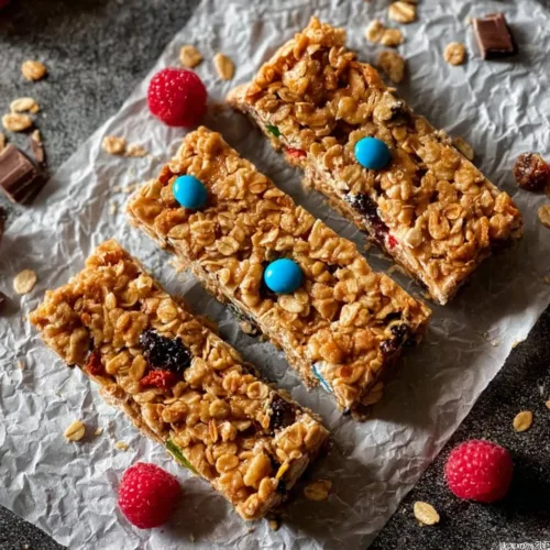 Delicious no bake granola bars made with oats, nuts, and honey.