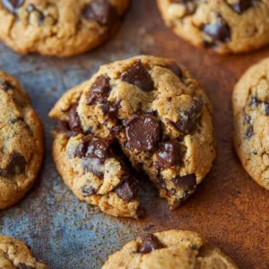 Delicious peanut butter chocolate chip cookies on a plate