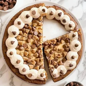 Soft chocolate chip cookie cake with melty chocolate chips.